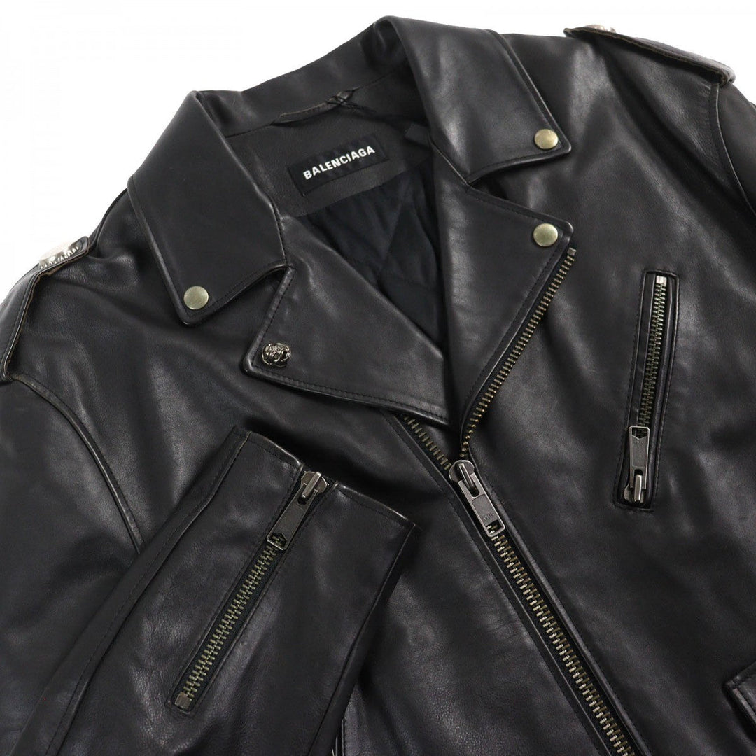 BALENCIAGA Riders jacket 534866 Leather: 100% cowhide, Filling: 100% polyester, Lining: 100% cupra black mens 46 Used Authentic