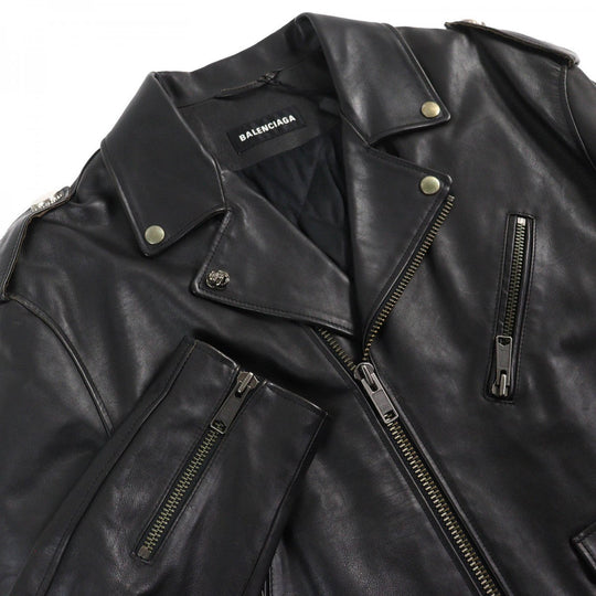 BALENCIAGA Riders jacket 534866 Leather: 100% cowhide, Filling: 100% polyester, Lining: 100% cupra black mens 46 Used Authentic