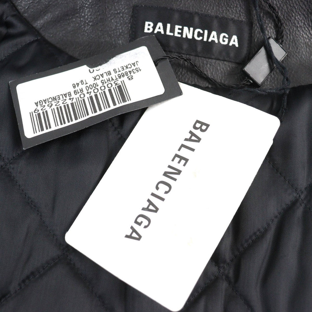 BALENCIAGA Riders jacket 534866 Leather: 100% cowhide, Filling: 100% polyester, Lining: 100% cupra black mens 46 Used Authentic