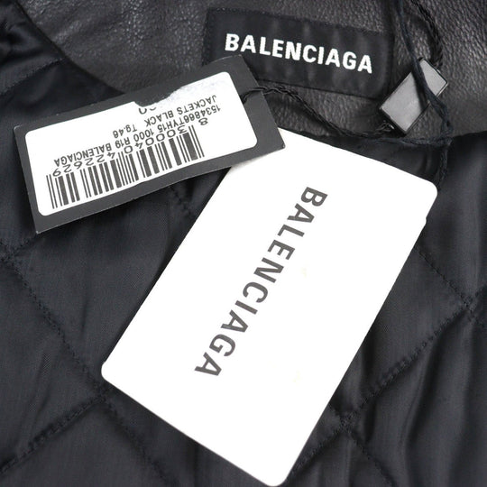 BALENCIAGA Riders jacket 534866 Leather: 100% cowhide, Filling: 100% polyester, Lining: 100% cupra black mens 46 Used Authentic