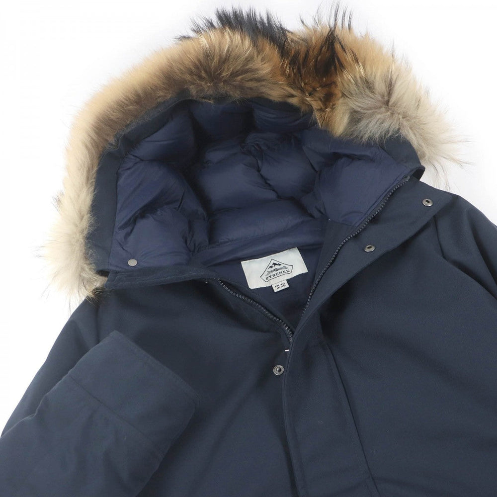 Pyrenex Down jacket W19PJ3 Outer: 100% polyester, Lining: 100% nylon, Filling: 90% down, Filling: 10% feather, Fur: raccoon Navy ANNECY GABARDINE FUR mens XS Used Authentic
