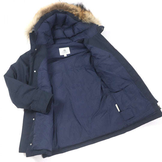 Pyrenex Down jacket W19PJ3 Outer: 100% polyester, Lining: 100% nylon, Filling: 90% down, Filling: 10% feather, Fur: raccoon Navy ANNECY GABARDINE FUR mens XS Used Authentic