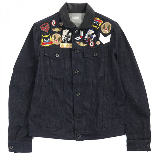 DIESEL BLACK GOLD Denim Jacket 00ECALA6170BF03 Main: 100% cotton, Leather: 100% cowhide Indigo blue mens 48 Used Authentic