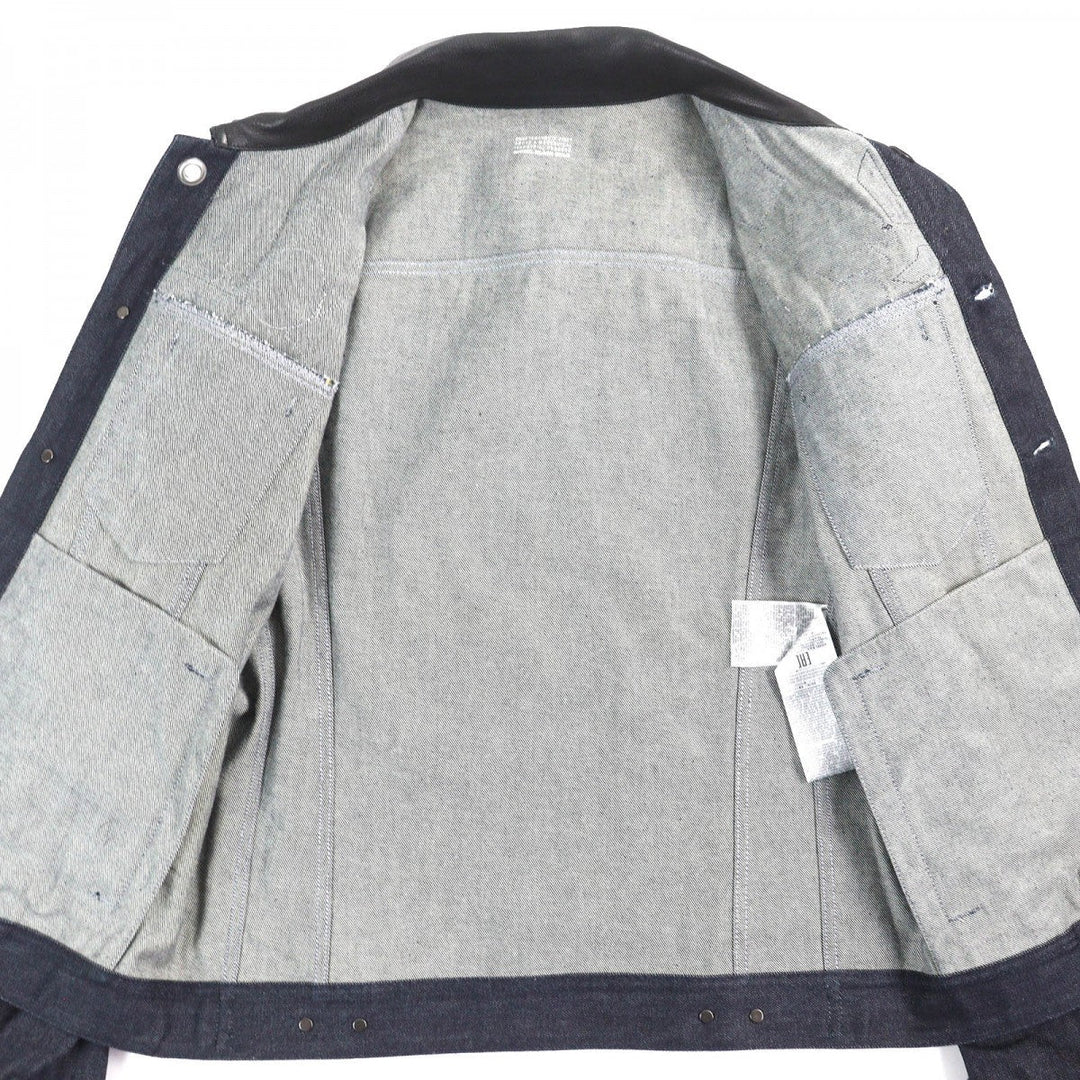 DIESEL BLACK GOLD Denim Jacket 00ECALA6170BF03 Main: 100% cotton, Leather: 100% cowhide Indigo blue mens 48 Used Authentic