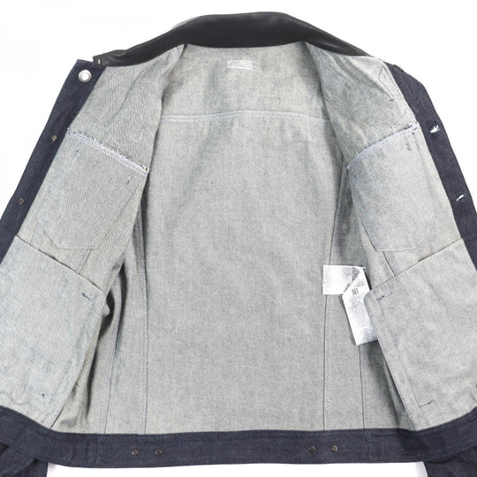 DIESEL BLACK GOLD Denim Jacket 00ECALA6170BF03 Main: 100% cotton, Leather: 100% cowhide Indigo blue mens 48 Used Authentic