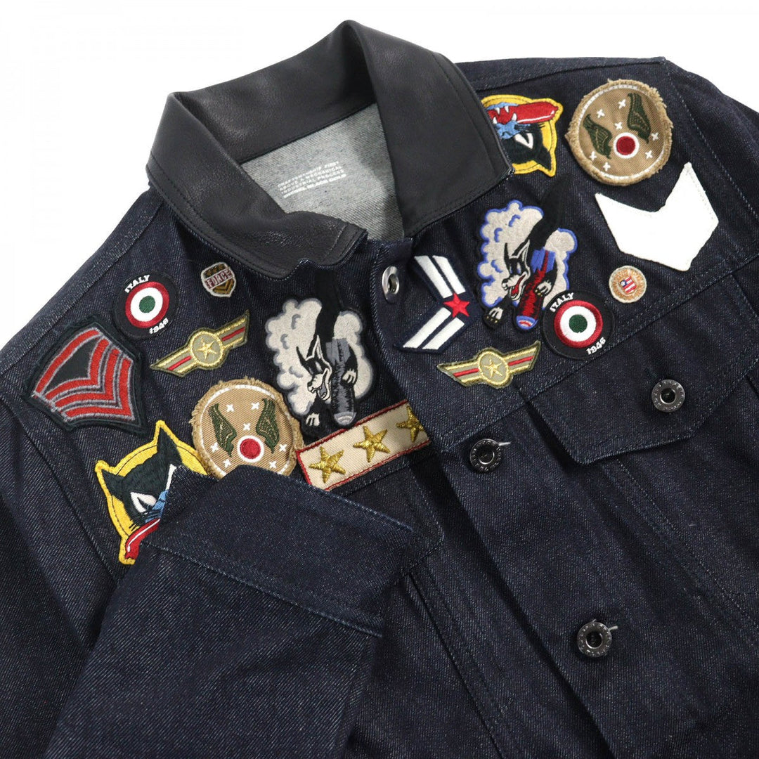 DIESEL BLACK GOLD Denim Jacket 00ECALA6170BF03 Main: 100% cotton, Leather: 100% cowhide Indigo blue mens 48 Used Authentic