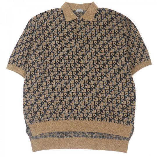 Dior Short sleeve polo shirt 283M830AT355 Main: 57% cotton, Main: 23% silk, Main: 20% silk Brown mens M Used Authentic