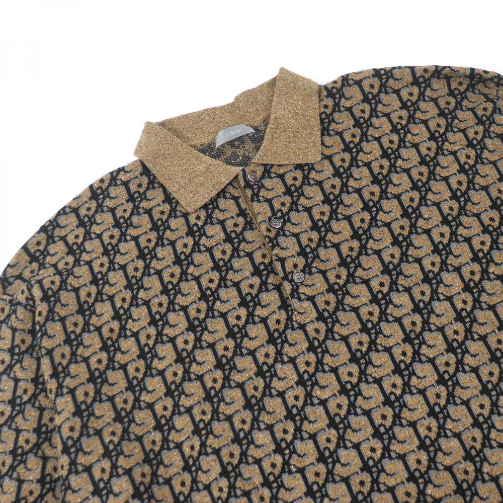 Dior Short sleeve polo shirt 283M830AT355 Main: 57% cotton, Main: 23% silk, Main: 20% silk Brown mens M Used Authentic