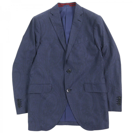 ETRO tailored jacket Outer: 100% cotton, Lining: 100% silk, Sleeve lining: 100% rayon Navy ETROLIGHT mens 46 Used Authentic