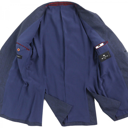ETRO tailored jacket Outer: 100% cotton, Lining: 100% silk, Sleeve lining: 100% rayon Navy ETROLIGHT mens 46 Used Authentic