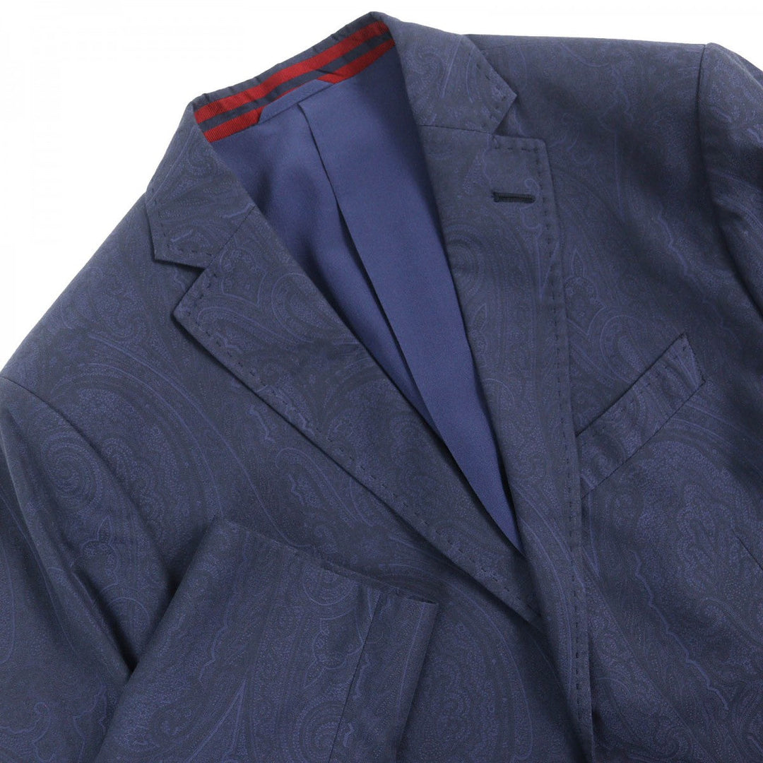 ETRO tailored jacket Outer: 100% cotton, Lining: 100% silk, Sleeve lining: 100% rayon Navy ETROLIGHT mens 46 Used Authentic