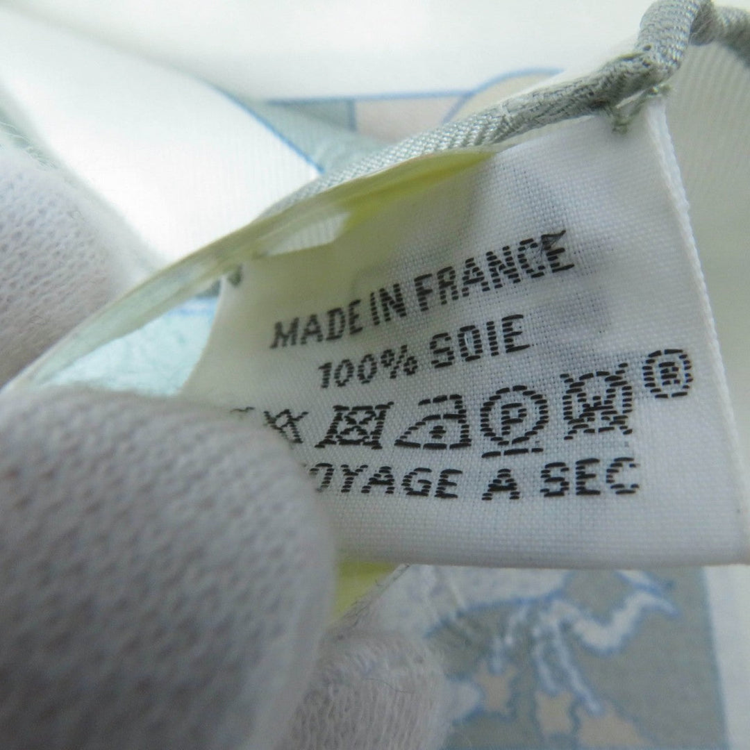 HERMES scarf Main: 100% silk Vert Amande White Beige Gavroche Ready Go Women Used Authentic