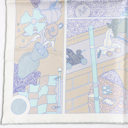 HERMES scarf Main: 100% silk Vert Amande White Beige Gavroche Ready Go Women Used Authentic