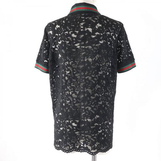 GUCCI Short sleeve polo shirt 434550 Main: 40% cotton, Main: 34% rayon, Main: 26% nylon, Part: 100% polyester black Women L Used Authentic