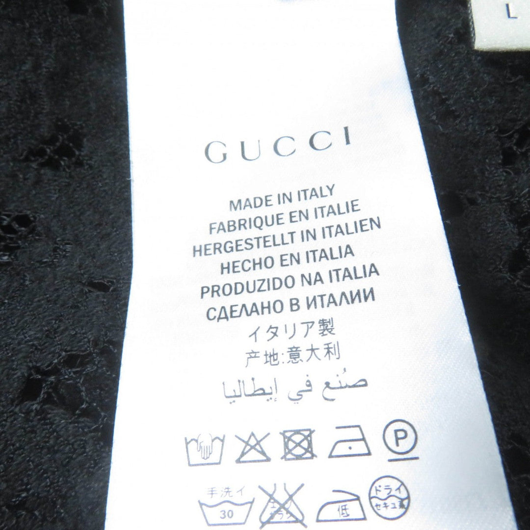 GUCCI Short sleeve polo shirt 434550 Main: 40% cotton, Main: 34% rayon, Main: 26% nylon, Part: 100% polyester black Women L Used Authentic