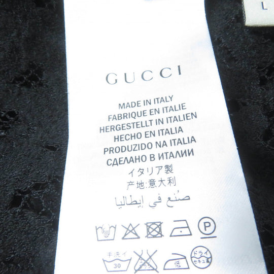 GUCCI Short sleeve polo shirt 434550 Main: 40% cotton, Main: 34% rayon, Main: 26% nylon, Part: 100% polyester black Women L Used Authentic