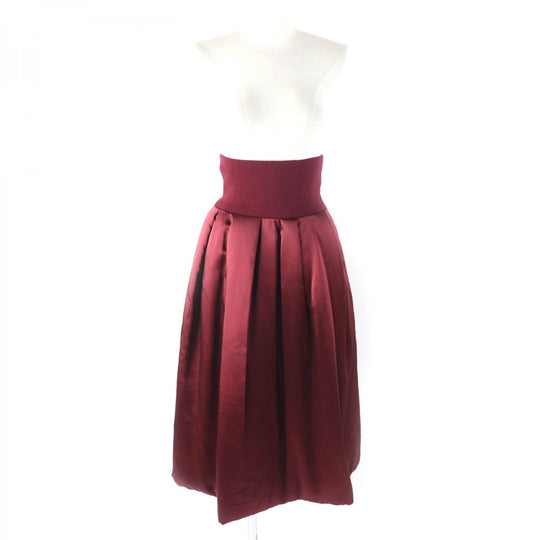 JIL SANDER flare skirt Outer: 81% acetate, Outer: 19% rayon, Part: 87% wool, Part: 11% nylon, Part: 2% polyurethane Bordeaux Women 36 Used Authentic