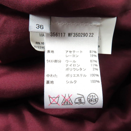 JIL SANDER flare skirt Outer: 81% acetate, Outer: 19% rayon, Part: 87% wool, Part: 11% nylon, Part: 2% polyurethane Bordeaux Women 36 Used Authentic
