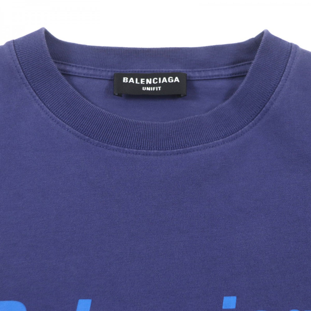 BALENCIAGA Short sleeve T-shirt 651795 cotton Navy DRY CLEANING BOXY mens XS Used Authentic