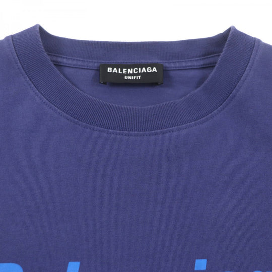 BALENCIAGA Short sleeve T-shirt 651795 cotton Navy DRY CLEANING BOXY mens XS Used Authentic
