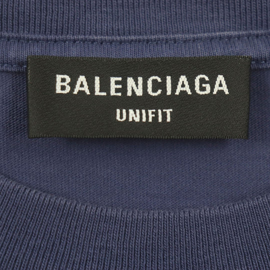 BALENCIAGA Short sleeve T-shirt 651795 cotton Navy DRY CLEANING BOXY mens XS Used Authentic