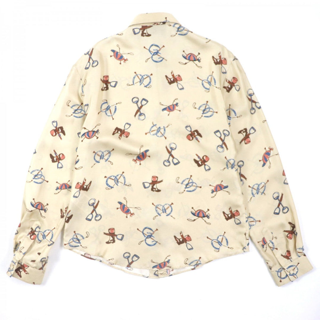 GUCCI Long sleeve shirt 586940 Main: 100% silk beige ZACME mens 50 Used Authentic