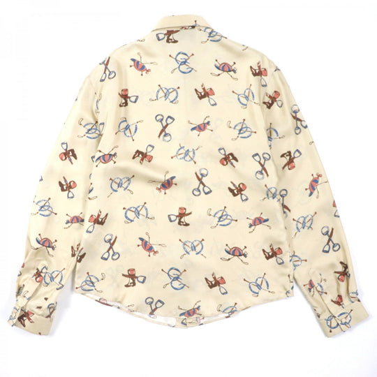 GUCCI Long sleeve shirt 586940 Main: 100% silk beige ZACME mens 50 Used Authentic