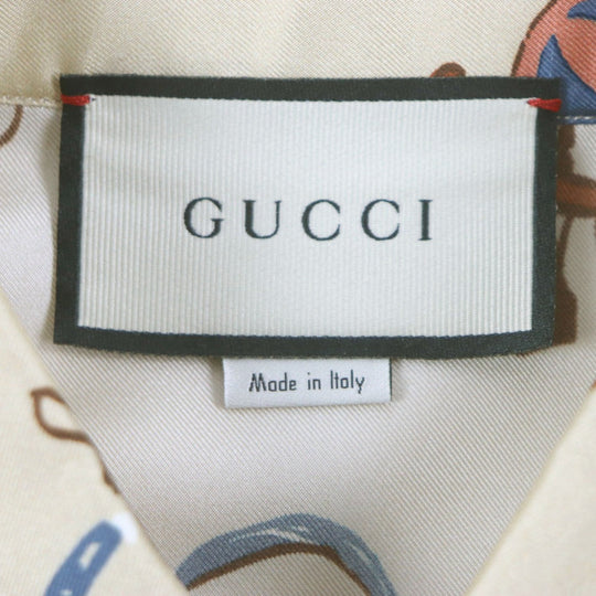 GUCCI Long sleeve shirt 586940 Main: 100% silk beige ZACME mens 50 Used Authentic