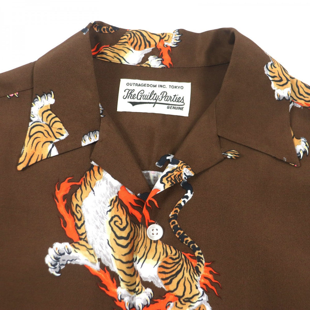 WACKO MARIA Long sleeve shirt Main: 100% rayon Brown mens S Used Authentic