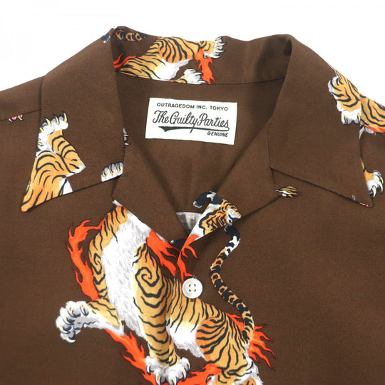 WACKO MARIA Long sleeve shirt Main: 100% rayon Brown mens S Used Authentic