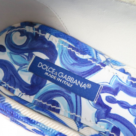 DOLCE&GABBANA pumps Canvas, Leather blue majolica print Flat shoes Women 35 1/2 Used Authentic