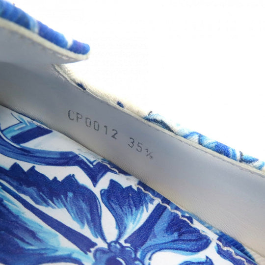 DOLCE&GABBANA pumps Canvas, Leather blue majolica print Flat shoes Women 35 1/2 Used Authentic