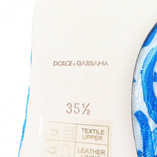 DOLCE&GABBANA pumps Canvas, Leather blue majolica print Flat shoes Women 35 1/2 Used Authentic