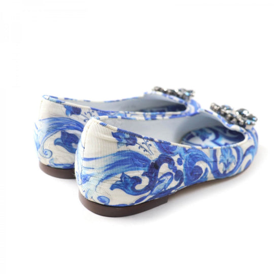 DOLCE&GABBANA pumps Canvas, Leather blue majolica print Flat shoes Women 35 1/2 Used Authentic