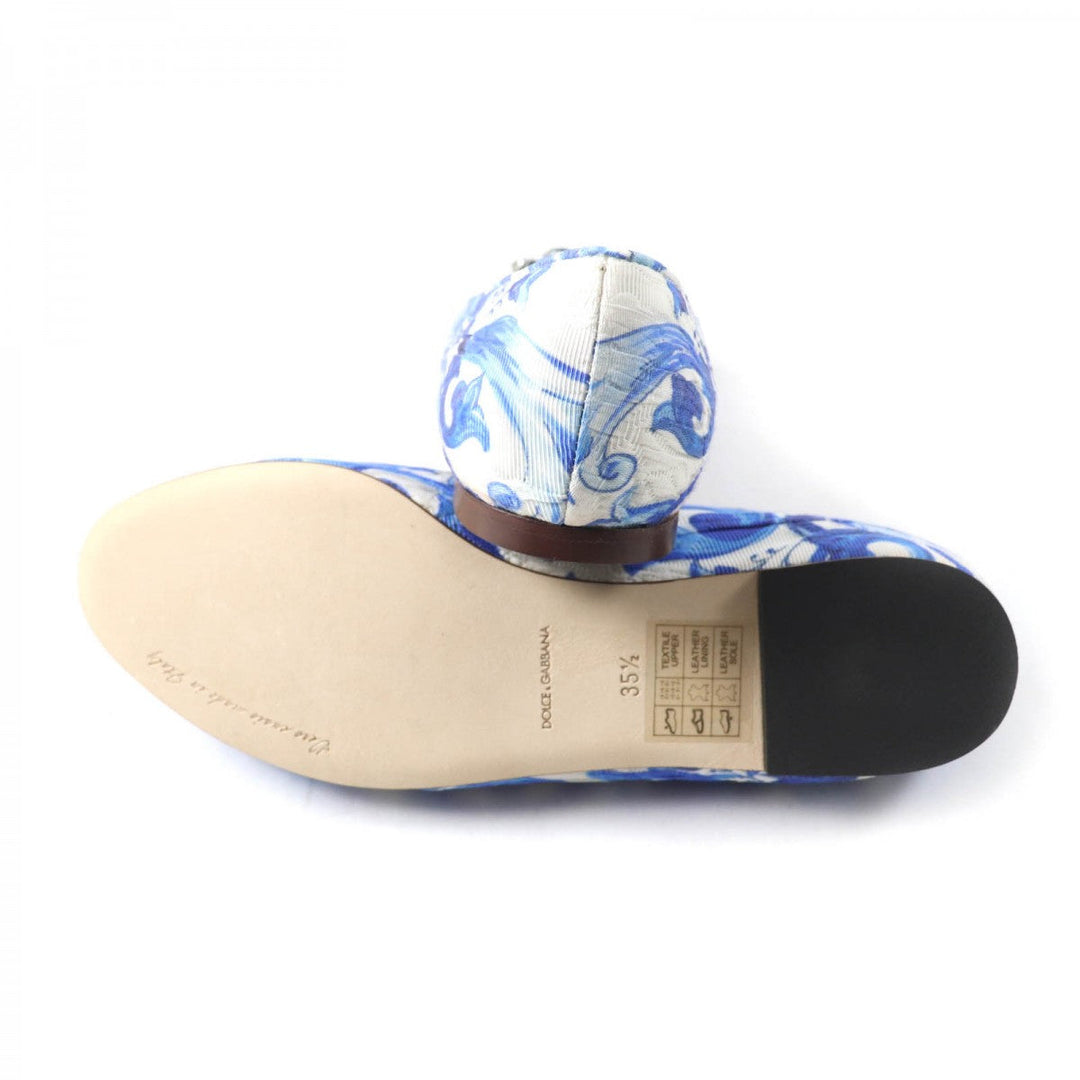 DOLCE&GABBANA pumps Canvas, Leather blue majolica print Flat shoes Women 35 1/2 Used Authentic
