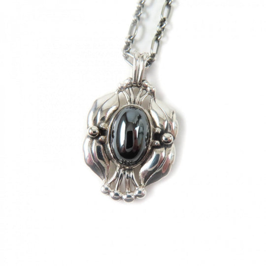 Georg Jensen Necklace Main: SV925, Part: Hematite Silver 2000 Year Pendant Women Used Authentic