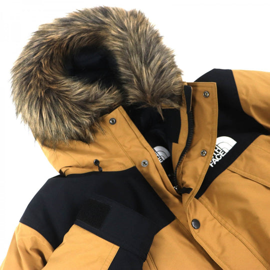 THE NORTH FACE down coat ND91935 Outer: 100% nylon, Filling: 80% down, Filling: 10% feather, Lining: 100% nylon, Fur: 80% acrylic Utility brown Mountain Down Coat mens M Used Authentic
