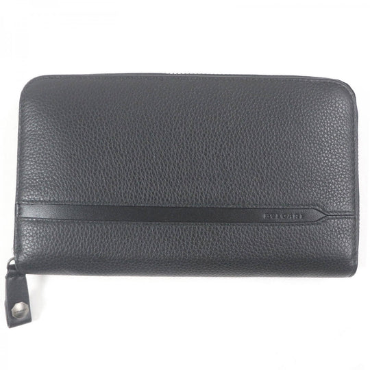 BVLGARI Long Wallet Purse 36968 leather black Octo