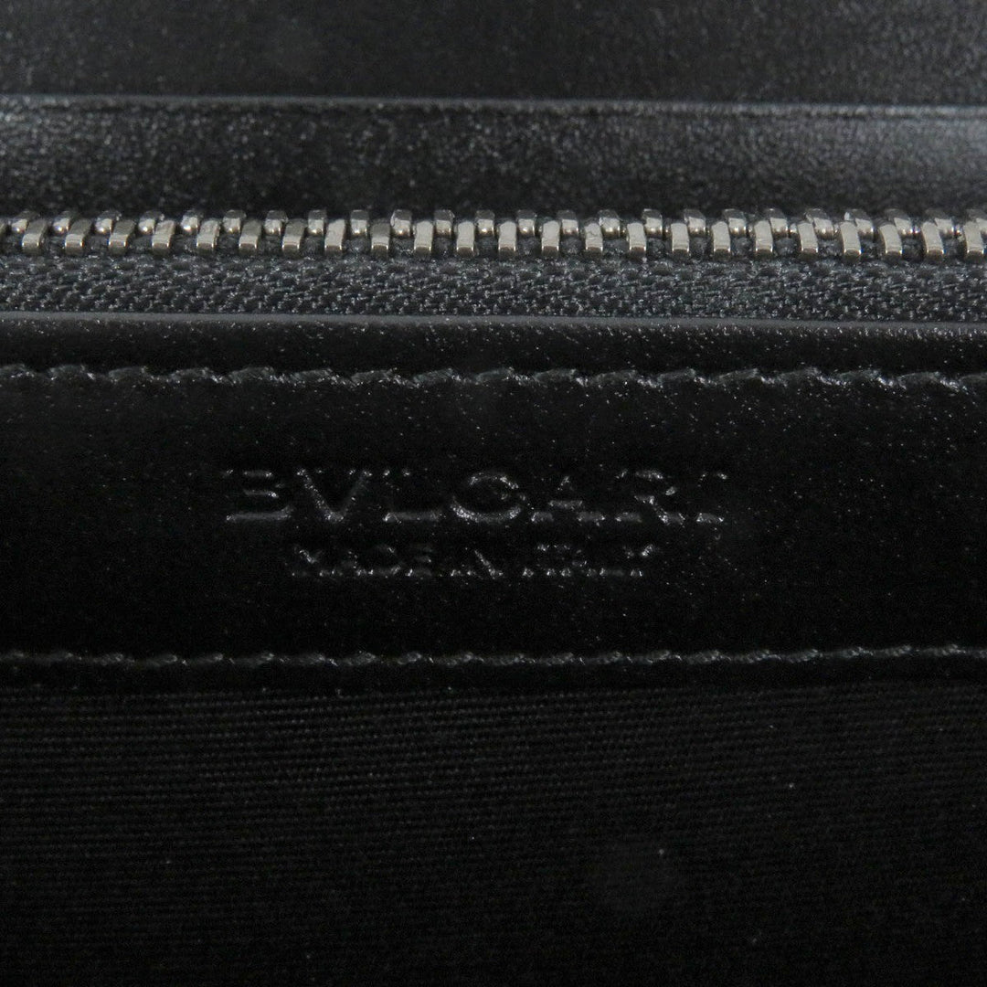 BVLGARI Long Wallet Purse 36968 leather black Octo