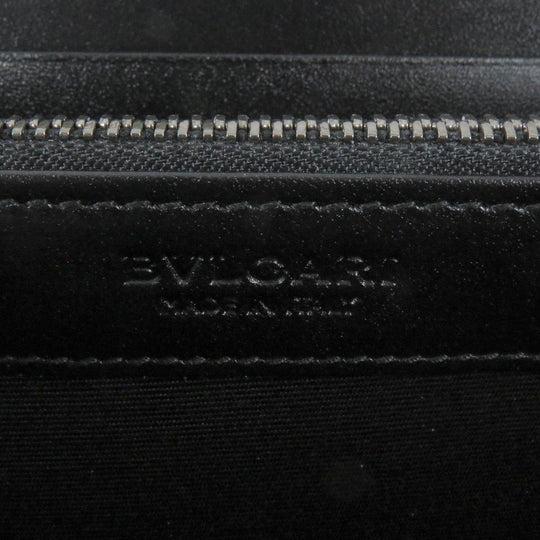 BVLGARI Long Wallet Purse 36968 leather black Octo