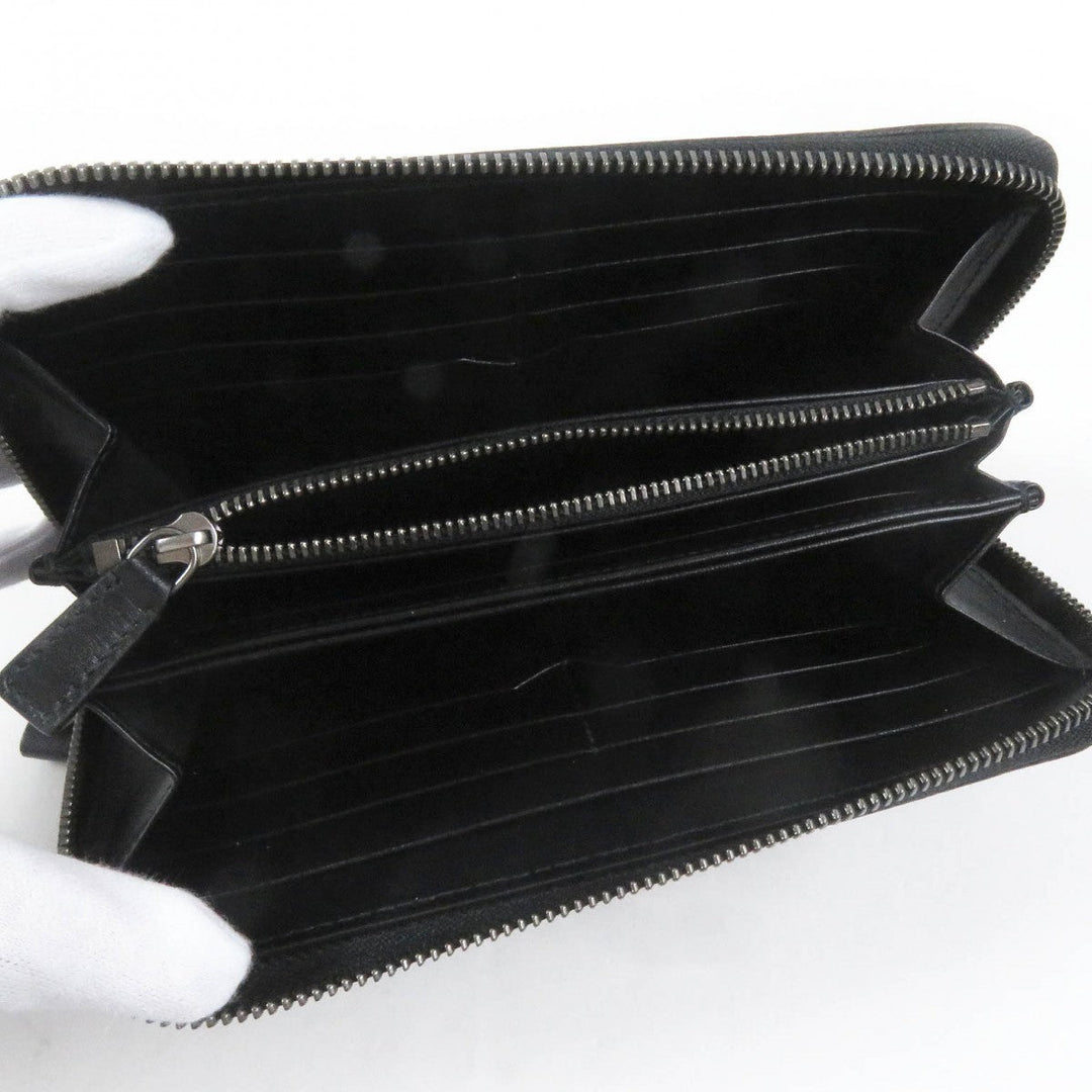 BVLGARI Long Wallet Purse 36968 leather black Octo