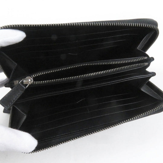BVLGARI Long Wallet Purse 36968 leather black Octo