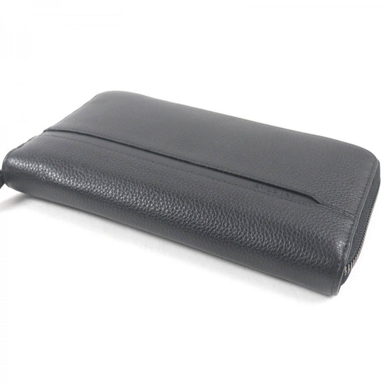 BVLGARI Long Wallet Purse 36968 leather black Octo