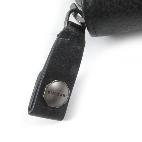 BVLGARI Long Wallet Purse 36968 leather black Octo