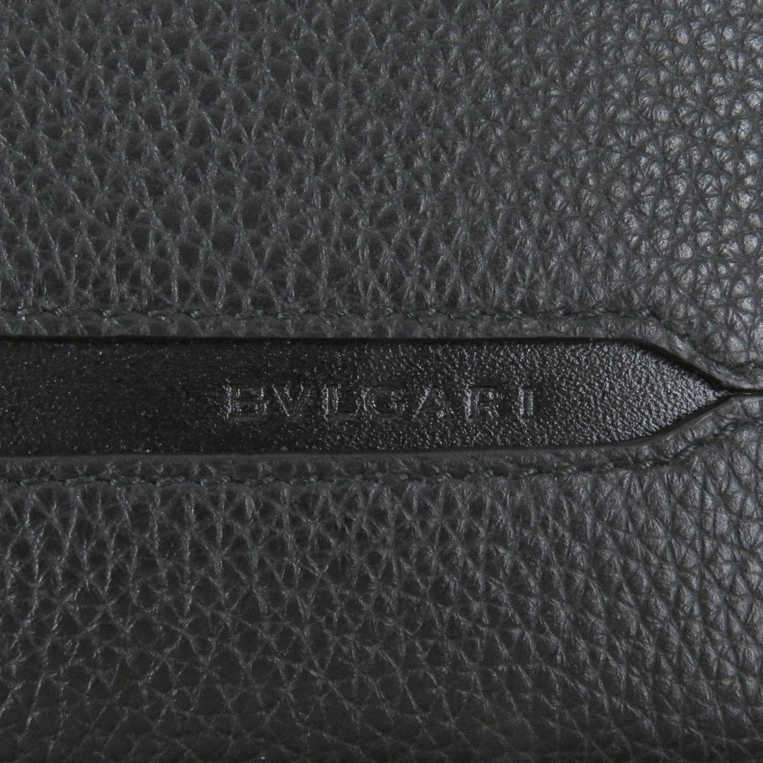 BVLGARI Long Wallet Purse 36968 leather black Octo
