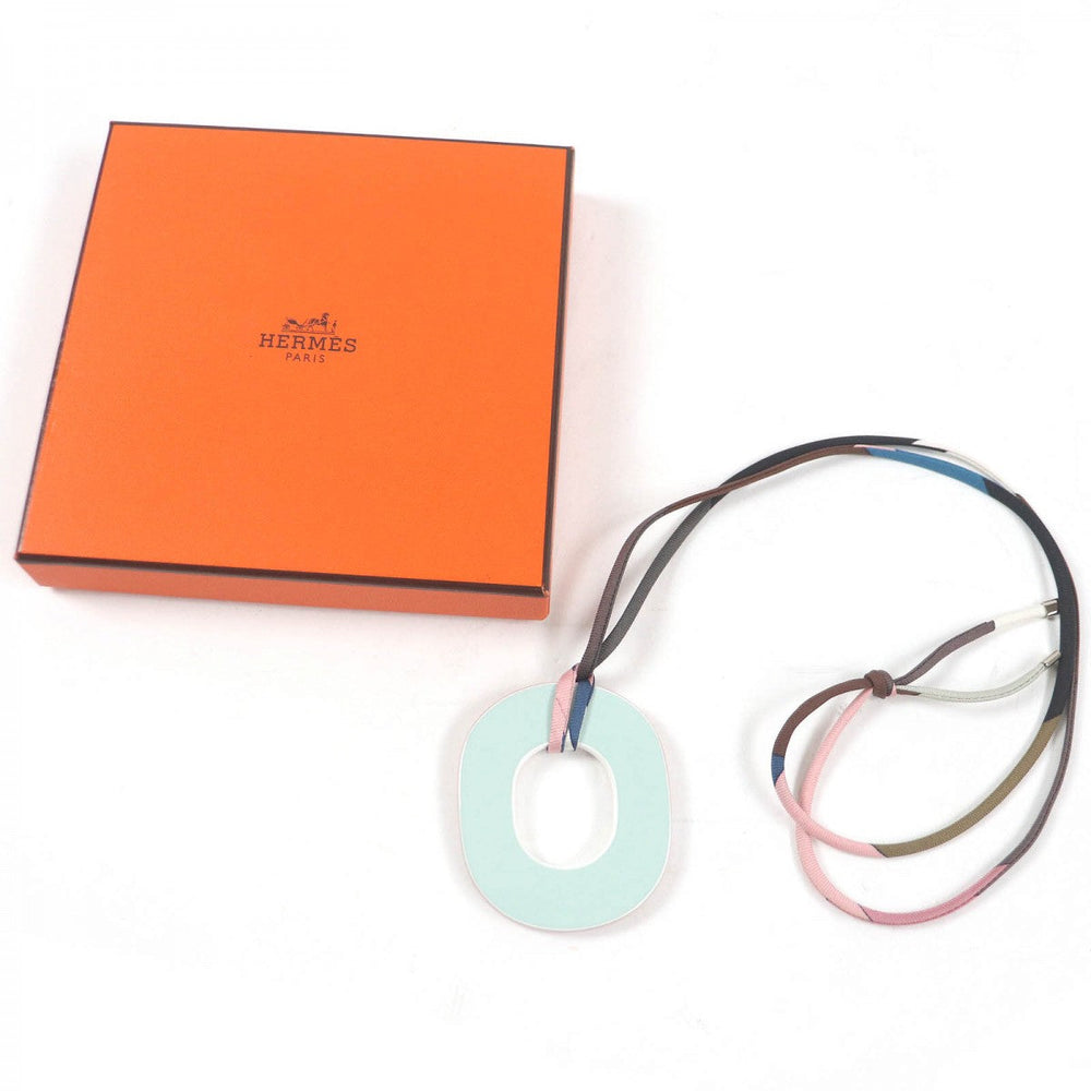HERMES Necklace Main: Buffalo horn, Main: Lacquer wood, Part: Silk pink Ism Pigman mens Used Authentic