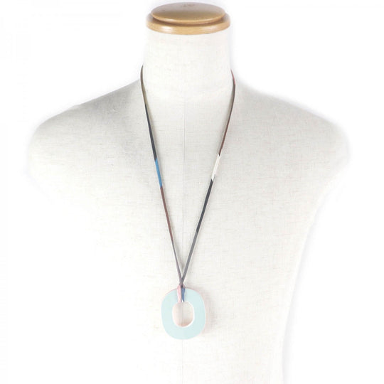 HERMES Necklace Main: Buffalo horn, Main: Lacquer wood, Part: Silk pink Ism Pigman mens Used Authentic