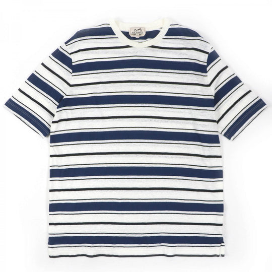HERMES Short sleeve T-shirt Main: 70% linen, Main: 30% cotton, Part: 100% linen OCEAN mens XL Used Authentic