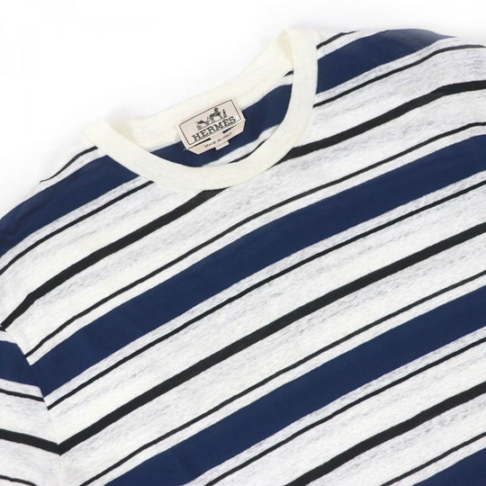 HERMES Short sleeve T-shirt Main: 70% linen, Main: 30% cotton, Part: 100% linen OCEAN mens XL Used Authentic