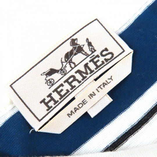 HERMES Short sleeve T-shirt Main: 70% linen, Main: 30% cotton, Part: 100% linen OCEAN mens XL Used Authentic
